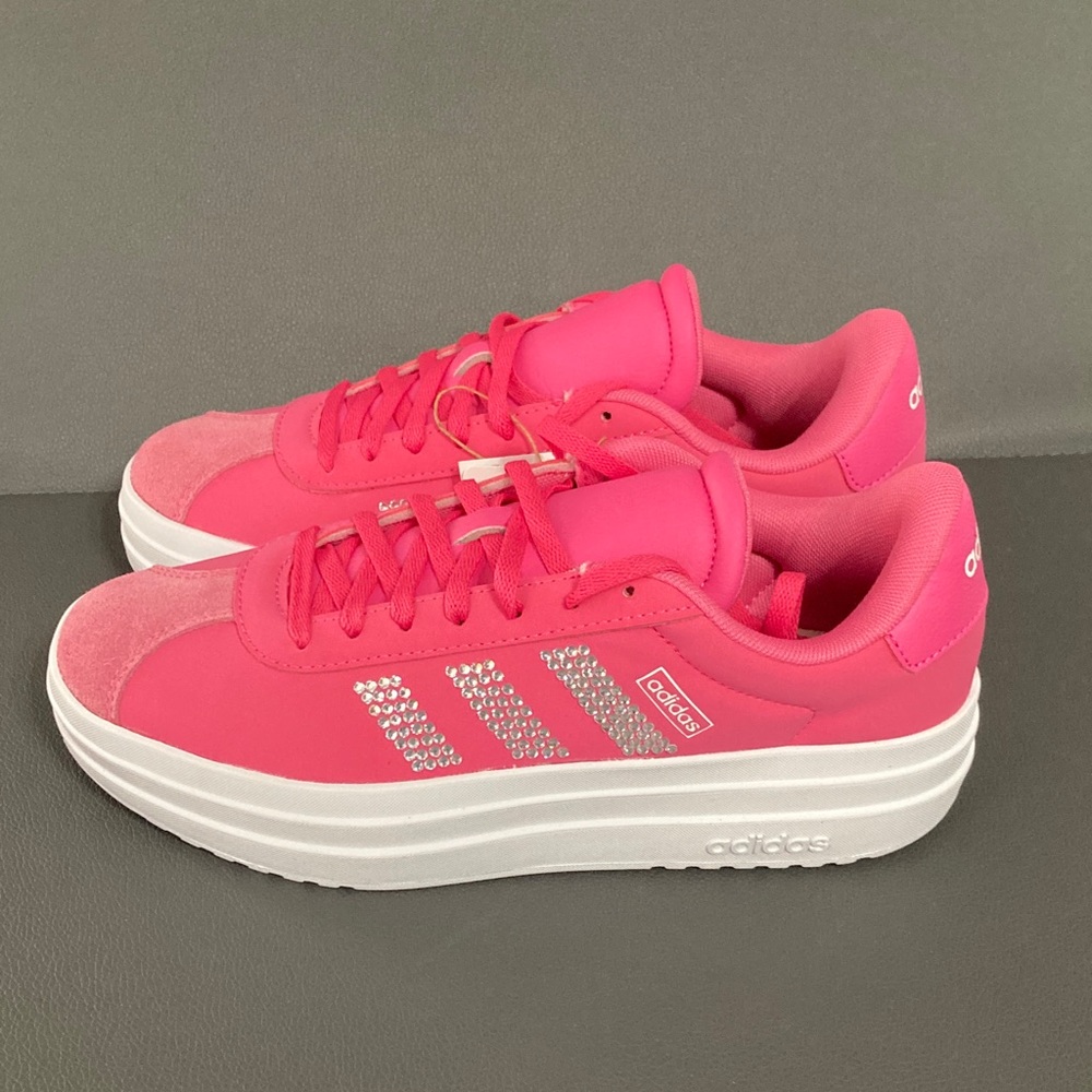 Adidas Women's Bright Pink with Bling stripes! - Picture 2 of 7